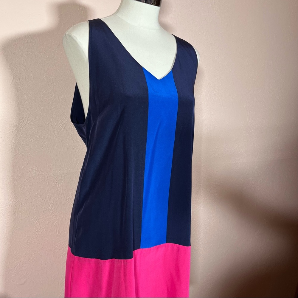Vintage Y2K Madison Marcus Art Deco Retro Silk Flapper color block shift Dress